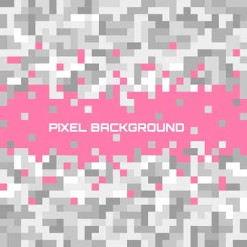Pink Mosaic background with Grey pixels equalizer Stock Illustration