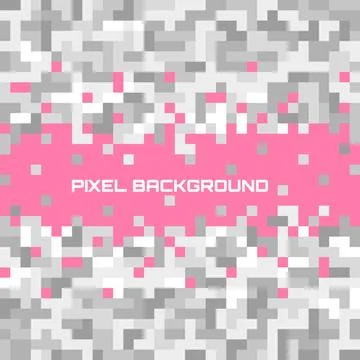 Pink Mosaic background with Grey pixels equalizer Stock Illustration
