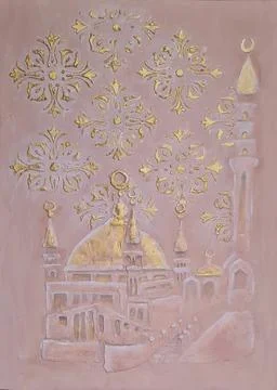 Pink mosque Stock Illustration