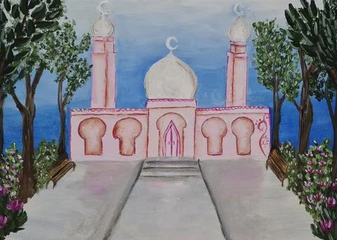Pink mosque Stock Illustration