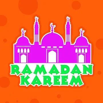 Pink Mosque with stylish text Ramadan Kareem on orange background, can be u.. Stock Illustration