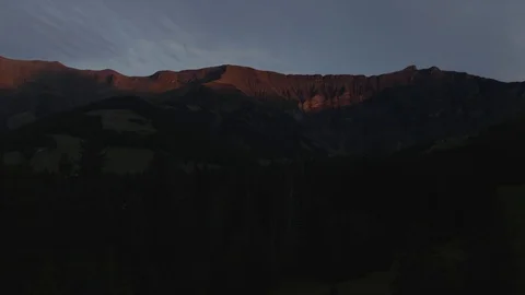 Pink Mountain - DJI Mavic Pro 2 - 4K - 23.98 fps - Megeve, FRA Stock Footage 122332942