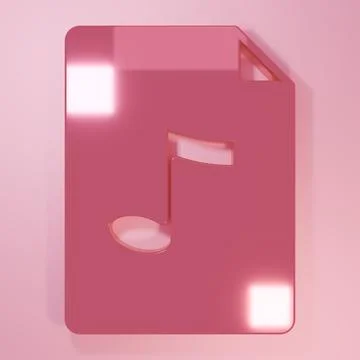 Pink MP3 file document. Download mp3 button icon isolated on pink backgroun.. Stock Illustration