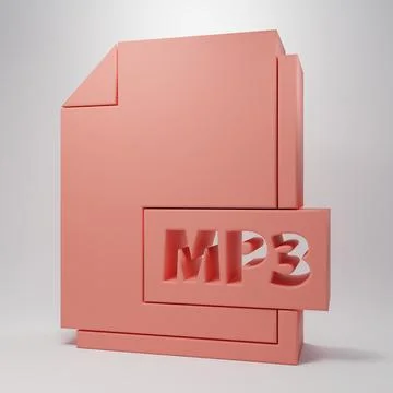Pink MP3 file document. Download mp3 button icon isolated on pink backgroun.. Illustrazione stock