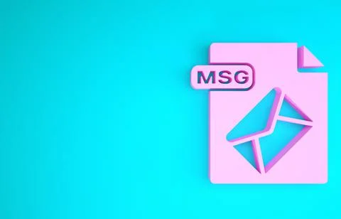 Pink MSG file document. Download msg button icon isolated on blue background. Stock Illustration