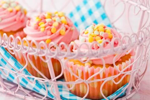 Pink muffins Stock Photos