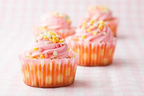 Pink muffins Foto stock