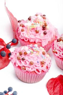 Pink muffins Foto stock