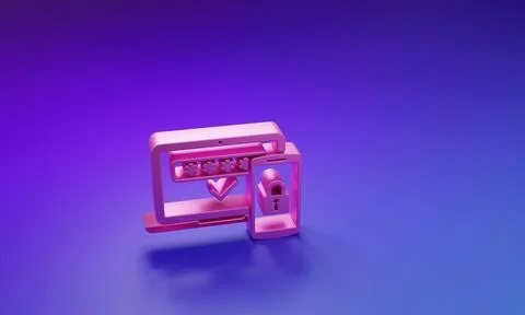 Pink Multi factor, two steps authentication icon isolated on purple-blue ba.. イラスト素材