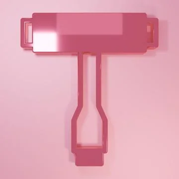 Pink Multi-Function All-In-One portable skate tool T-tool for skateboard, l.. Stock Illustration