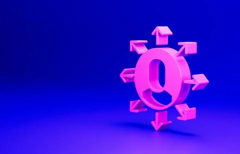 Pink Multitasking manager working icon isolated on blue background. Minimalism Stock Illustration