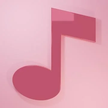 Pink Music note, tone icon isolated on pink background. Minimalism concept... Stock Illustration