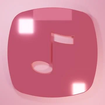 Pink Music note, tone icon isolated on pink background. Minimalism concept... Stock Illustration