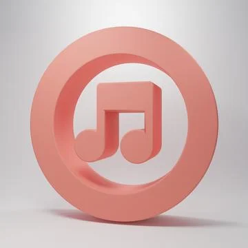 Pink Music note, tone icon isolated on pink background. Minimalism concept... Stock Illustration