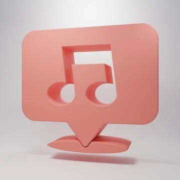 Pink Music note, tone icon isolated on pink background. Minimalism concept... Stock Illustration