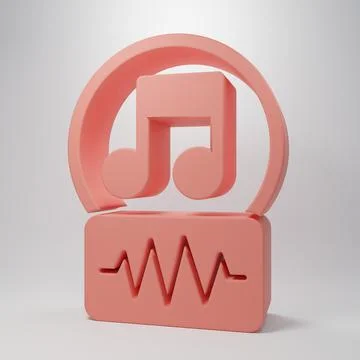 Pink Music note, tone icon isolated on pink background. Minimalism concept... Stock Illustration