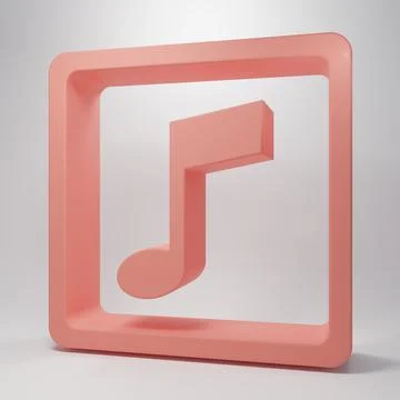 Pink Music note, tone icon isolated on pink background. Minimalism concept... Stock Illustration