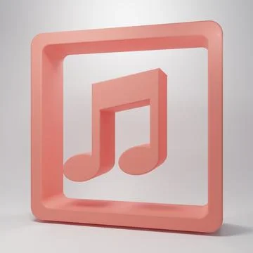 Pink Music note, tone icon isolated on pink background. Minimalism concept... Stock Illustration