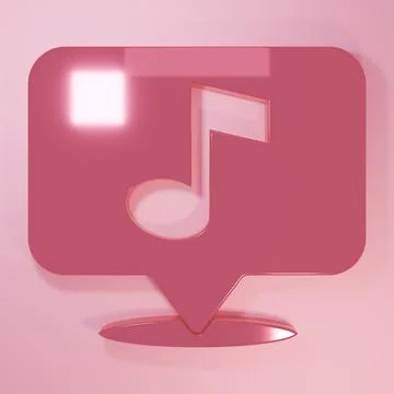 Pink Musical note in speech bubble icon isolated on pink background. Music .. Stock Illustration
