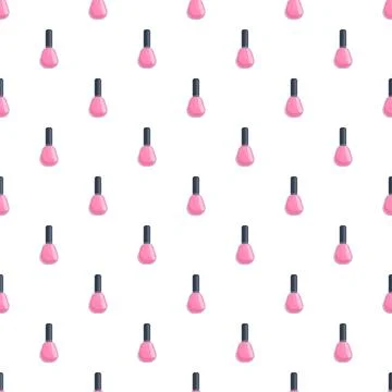 Pink nail polish bottles creating seamless beauty pattern Stock Illustration