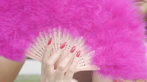 Pink Nails With Feathers Video stock 208900772