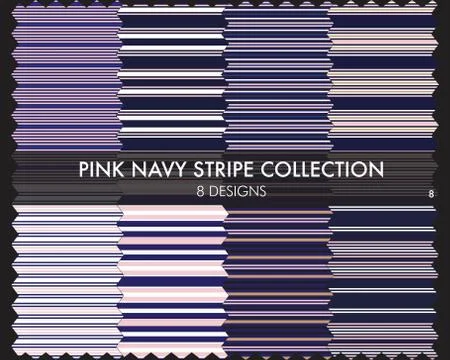 Pink Navy Stripe Seamless Pattern Collection Illustrazione stock