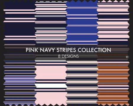 Pink Navy Stripe Seamless Pattern Collection Illustrazione stock