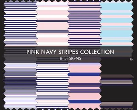 Pink Navy Stripe Seamless Pattern Collection Illustrazione stock