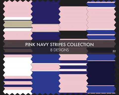 Pink Navy Stripe Seamless Pattern Collection 库存插图