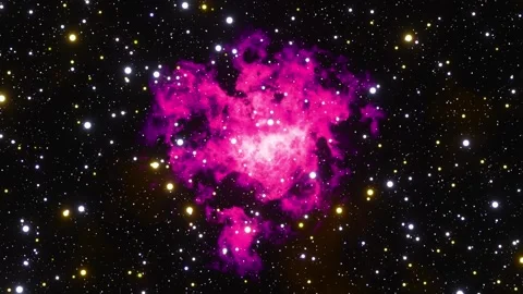 Pink nebula background, loopable. Starry colorful night sky with milky way Stock Footage 252674645