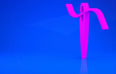 Pink Needle for sewing with thread icon isolated on blue background. Tailor s Stock Illustration