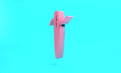 Pink Needle for sewing with thread icon isolated on turquoise blue background Illustrazione stock