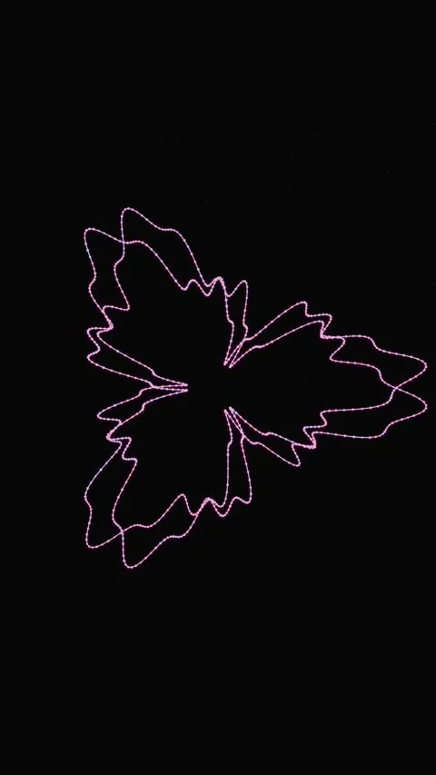 Pink neon abstract line wave pattern animating on black background Stock Footage 346663382