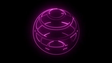 Pink Neon Abstract Orb With Geometric Patterns sphere Video stock 318053371