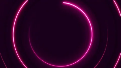 Pink Neon Circles Rotating on Dark Purple Background Stock Footage 328083080