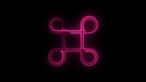 Pink neon command symbol animation on black background stylish futuristic d.. Stock Footage 314545227