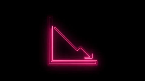 Pink neon decline graph animation on black background for financial loss concept Stock Footage 322957816