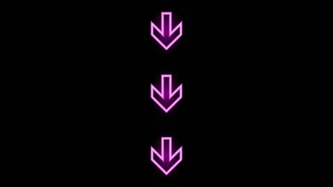 Pink neon down arrows. Glowing element. Stock Footage 155860649