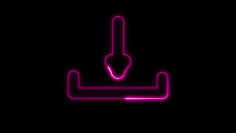 Pink Neon Download Icon with Progress Bar on animated Black Background loadin Stock Footage 332706528