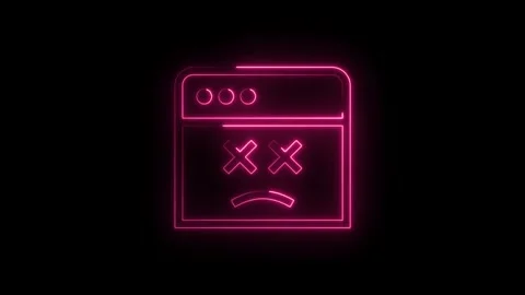 Pink neon error window animation on black background representing software .. Stock Footage 314548315