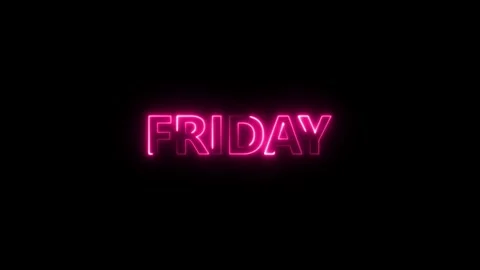 Pink Neon Friday Text Glows Against Black Background Animated Word Display .. Stock-Footage 338371712