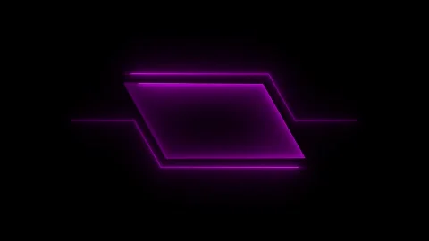 Pink Neon Futuristic Frame with Dynamic Angular Design on Black Background... Vidéo 336881060