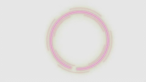 Pink neon glowing circles rotating on transparent background Vídeo Stock 341015264