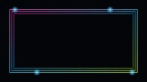 Pink neon glowing frame border background chasing lights loop Stock Footage 342640270