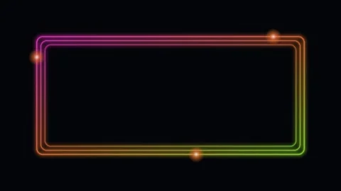 Pink neon glowing frame border background chasing lights loop Vídeos de archivo 342640320