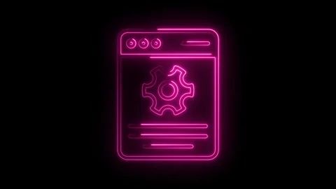 Pink neon glowing technical webpage animation on black background for techn.. Stock-Footage 312306973