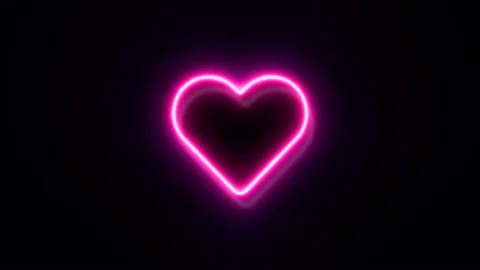 Pink neon heart icon blinks and appear i... | Stock Video | Pond5