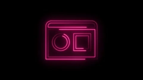 Pink neon interface icon with circle square elements animation on black bac.. 스톡 동영상 314544148