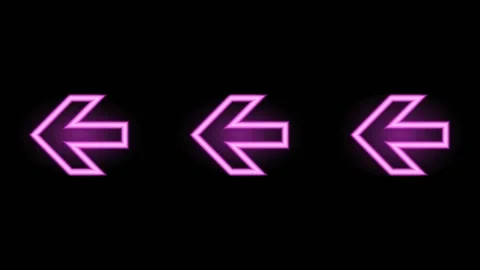 Pink neon left arrows. Glowing element. Stock Footage 157222945