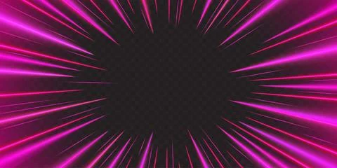Pink neon light rays bursting from center Stock Illustration